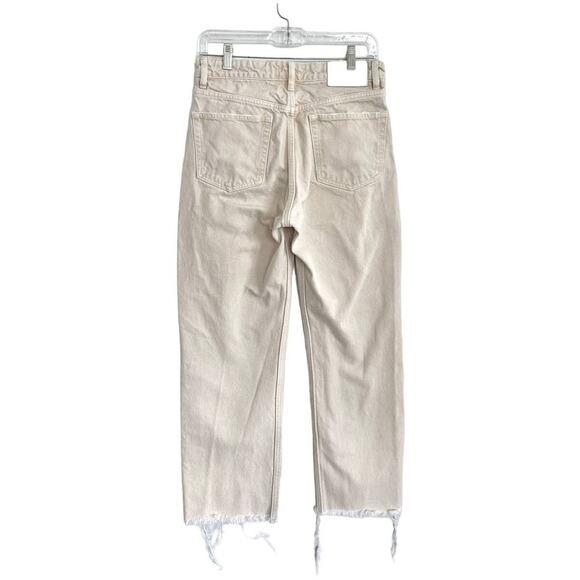 Zara Raw Hem High Rise Straight Jeans in Cream Size 6 - Picture 2 of 11